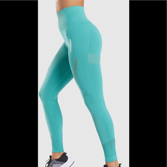 GYMSHARK Fauna Teal Energy Seamless Leggings - Picture 3 of 13